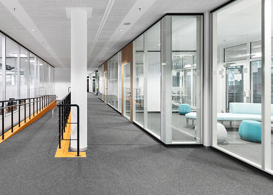 90mm Thickness Aluminum Framed Single / Double Glass Partition Wall With 2 Levels With Blinds