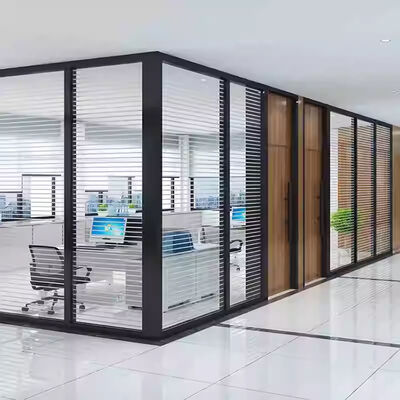Office Interior Tempered clear Glass Top Partition Wall School Meeting Room Soundproof Glass Office Partition With Blinds