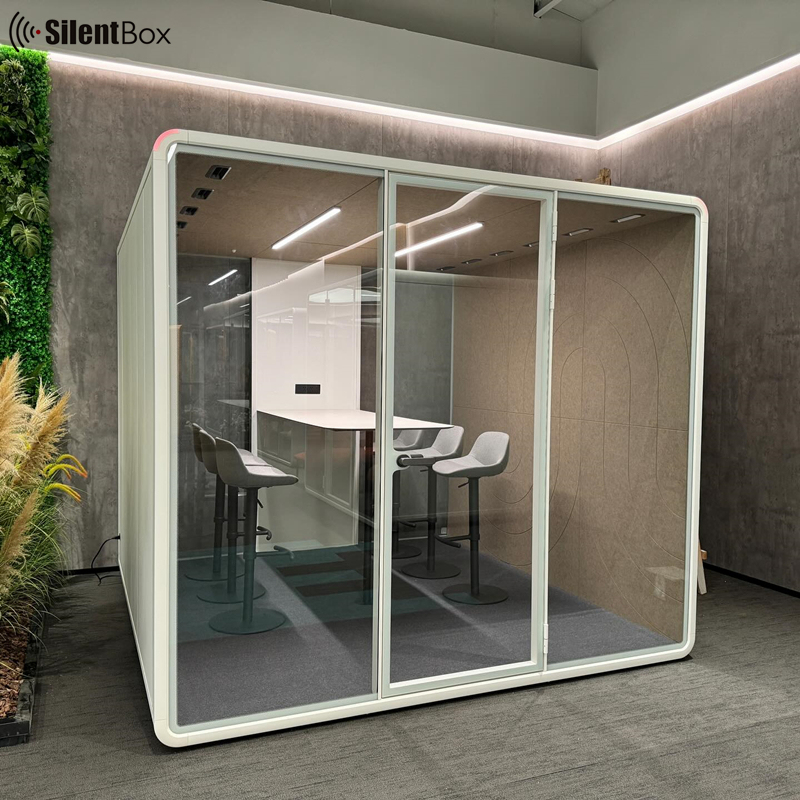 6 Person Capacity Adjustable Height Modular Silent Meeting Booth and Acoustic Phone Cabin