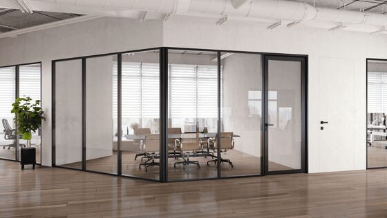Nieuw ontwerp glas scheidingswand modulair met moderne stijl dubbel glas scheidingswand 25-60 mm dikte